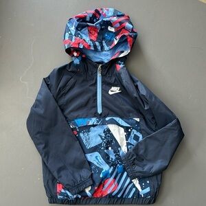 Nike Boys Windbreaker Navy and Red Graphic 3/4T